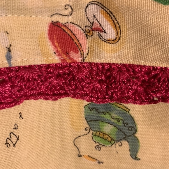 Vintage Kitsch Handmade Canvas Pastel Tea Pot Bag Purse Pocketbook Great Gift - Picture 5 of 10